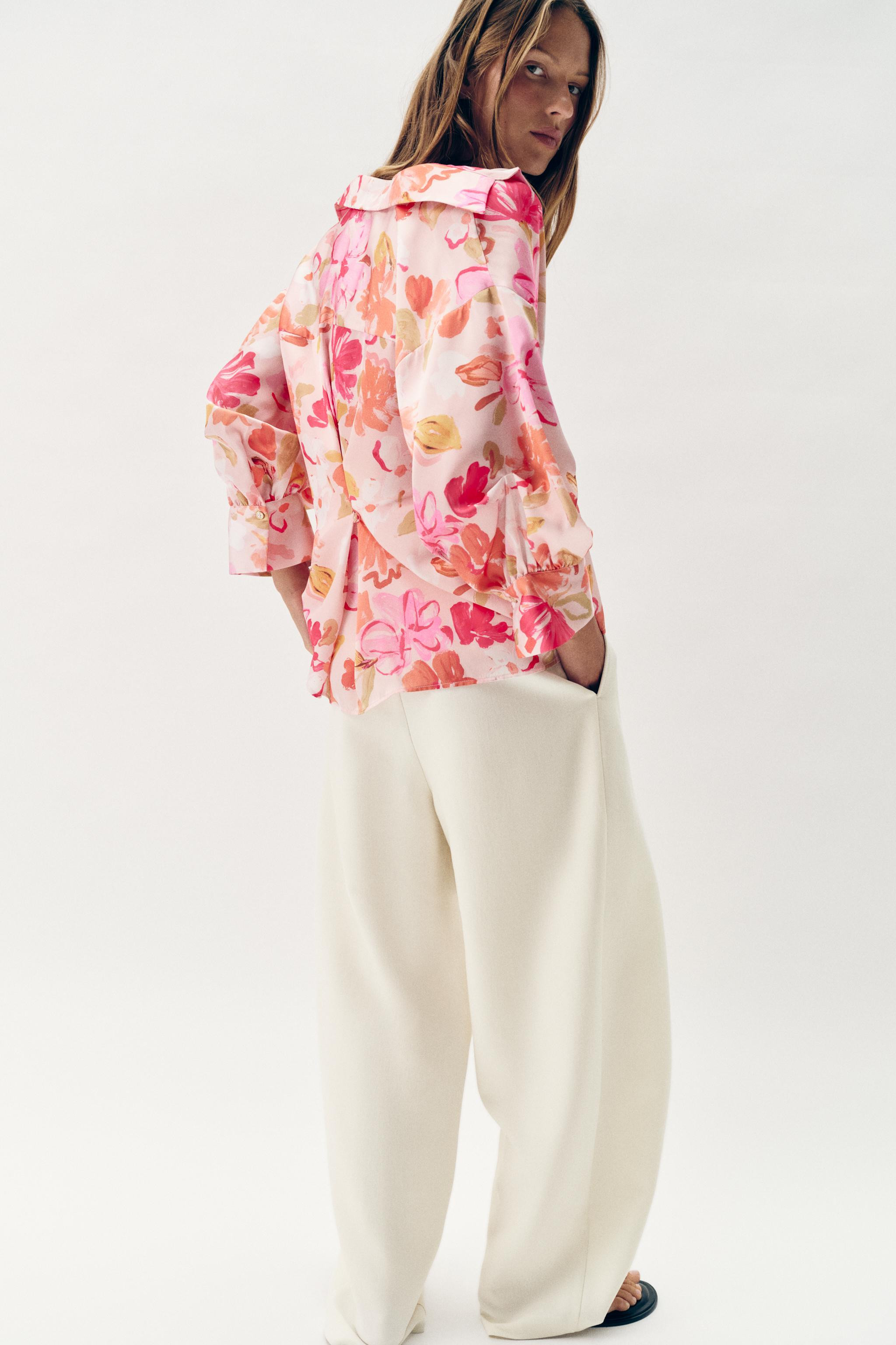 FLORAL PRINT SATIN SHIRT | Zara UK
