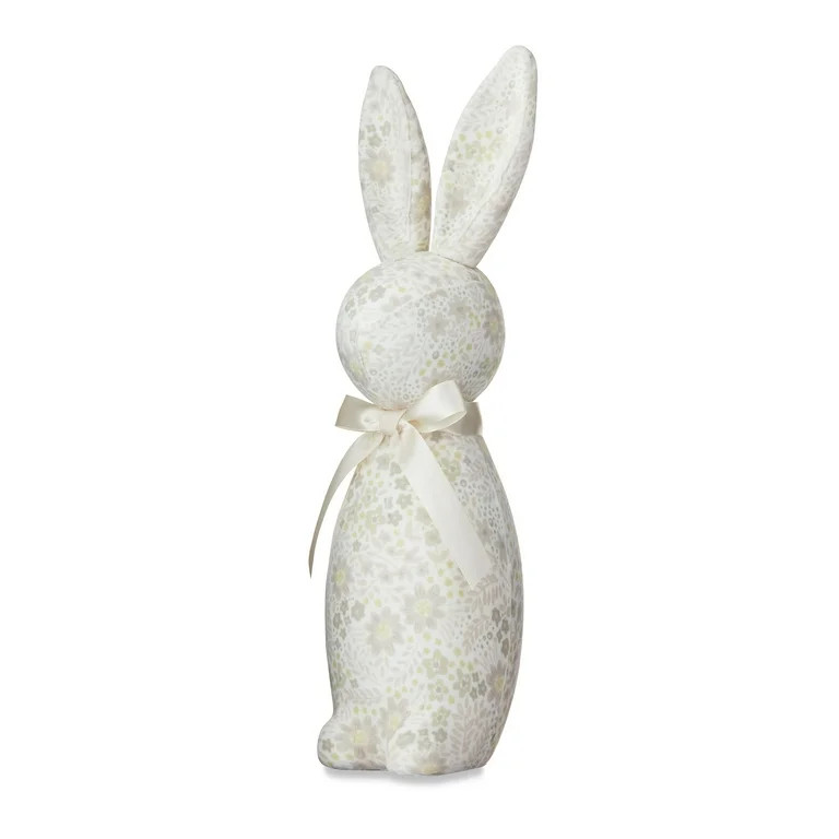 Easter White Floral Bunny Decor, 16 in, by Way To Celebrate | Walmart (US)