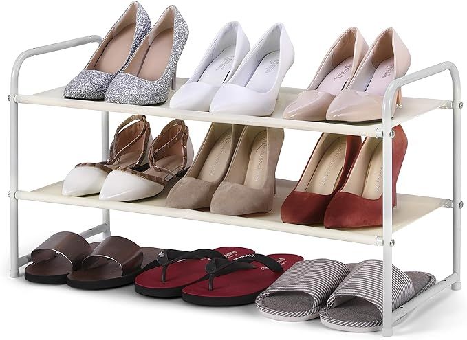 Simple Trending 2-Tier Stackable Shoe Rack, Expandable & Adjustable Fabric Shoe Shelf Storage Org... | Amazon (US)