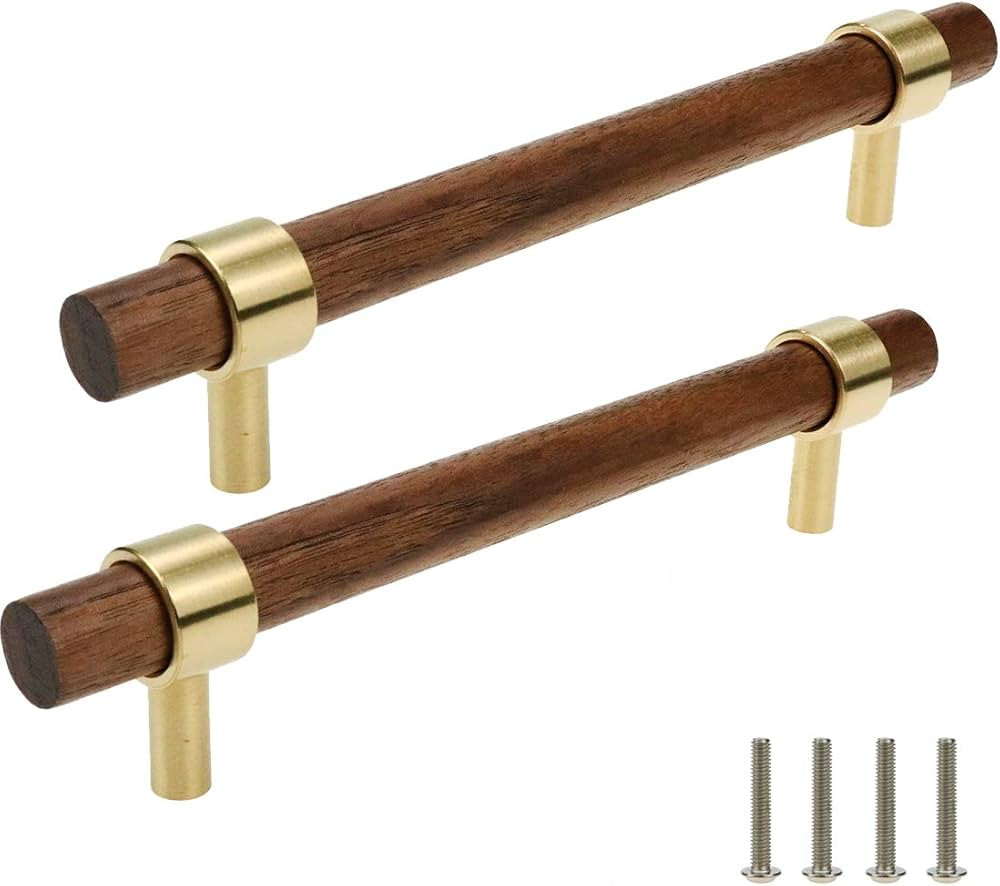 Drawer 6.69"/170mm Pulls Brass Walnut Kitchen Wardrobe Cabinet Hardware Pull Handle with Screw, 2... | Amazon (US)