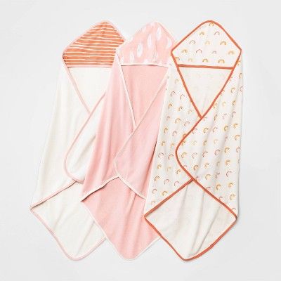 Baby Girls' 3pk Earth & Sky Hooded Towel - Cloud Island™ Pink | Target
