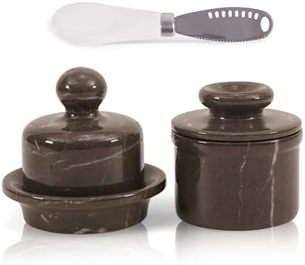 Marble Butter Keeper & Butter Dish with Knife, Zebra Gray Classic French Butter Crock, Decorative... | Amazon (US)