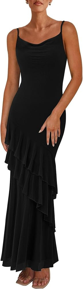 PRETTYGARDEN Maxi Dresses for Women 2025 Floral Beach Sundress Spaghetti Strap Tiered Summer Wedd... | Amazon (US)