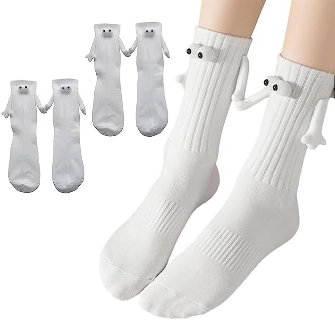 2 Pairs Magnetic Holding Hands Socks - Funny Gifts for Women & Men, Teens, Couples, Friends | Amazon (US)