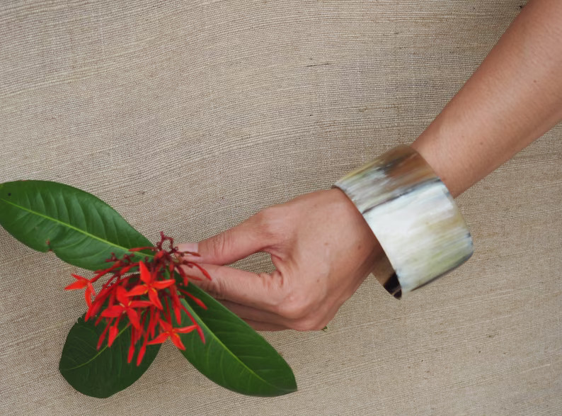 Natural Buffalo Horn Bracelet Bangle 2" high (5 cm) B5 | Etsy (US)
