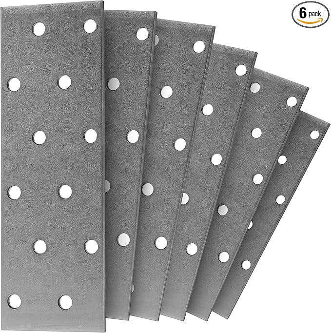 Repa Market 6-Pack 4.72 x 1.57 Inch Flat Brackets for Wood with Holes / Heavy Duty Steel Plate fo... | Amazon (US)