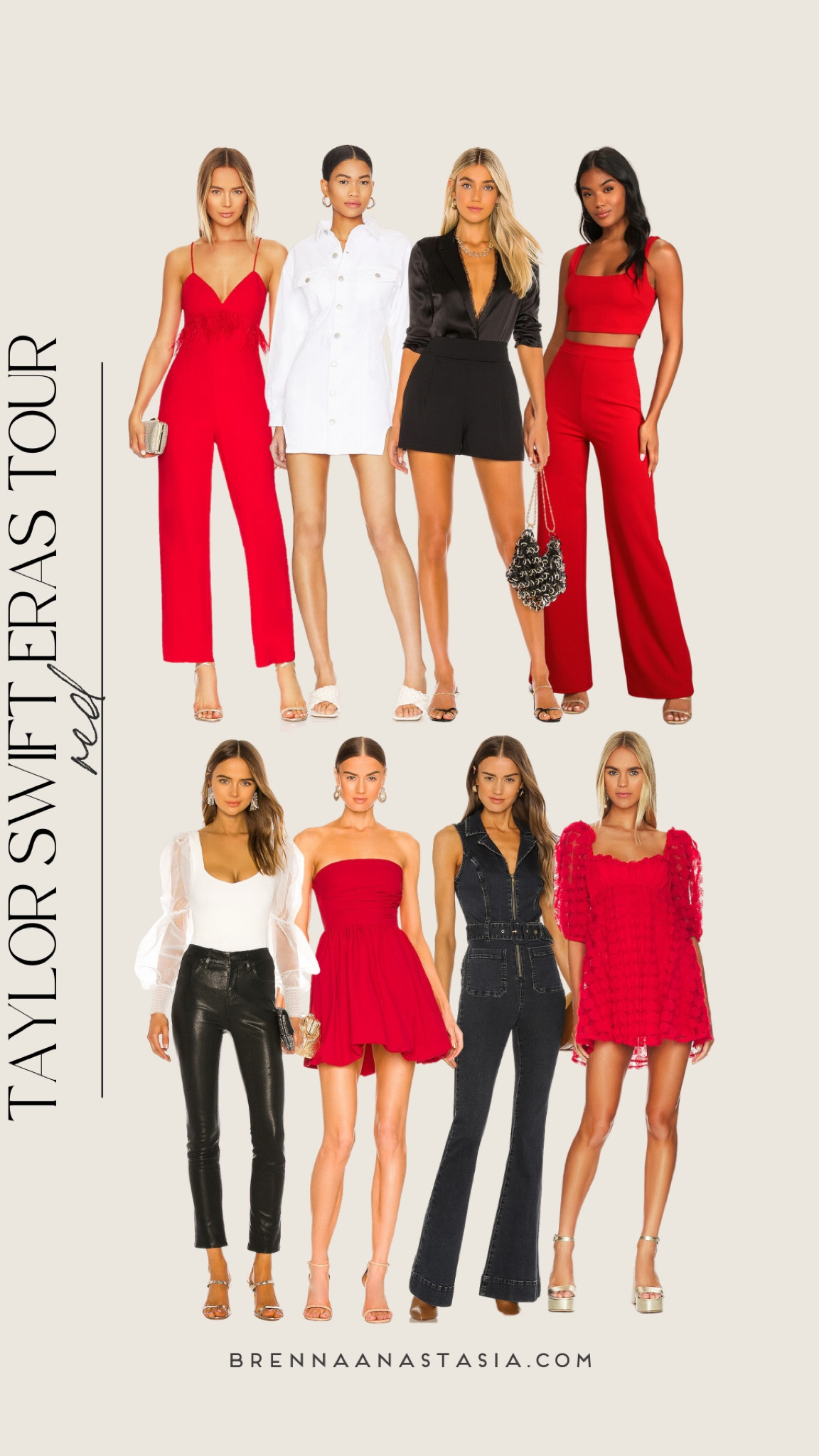 Taylor Swift Eras Tour looks! These would be perfect for her Red Era, Taylor Swift Concert, red dress, white dress, black jumpsuit, red jumpsuit, black shorts, white bodysuit, red set, red pants, denim jumpsuit ❤️ #taylorswift #erastour

#LTKSeasonal #LTKFestival #LTKunder100