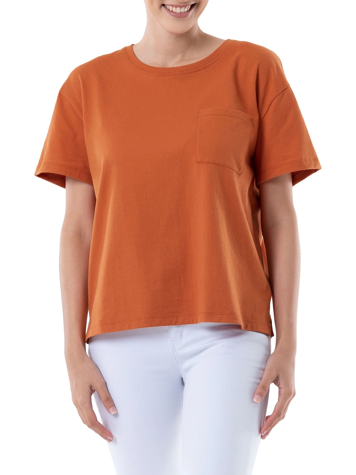 Time and Tru Women's Short Sleeve Boyfriend T-Shirt - Walmart.com | Walmart (US)