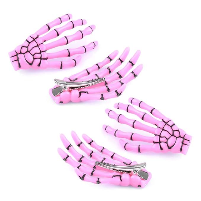 AKOAK 2 Pairs (4 Pcs) Halloween Hair Clip with Skeleton Hand Claw, Female Hair Styling Accessorie... | Amazon (US)