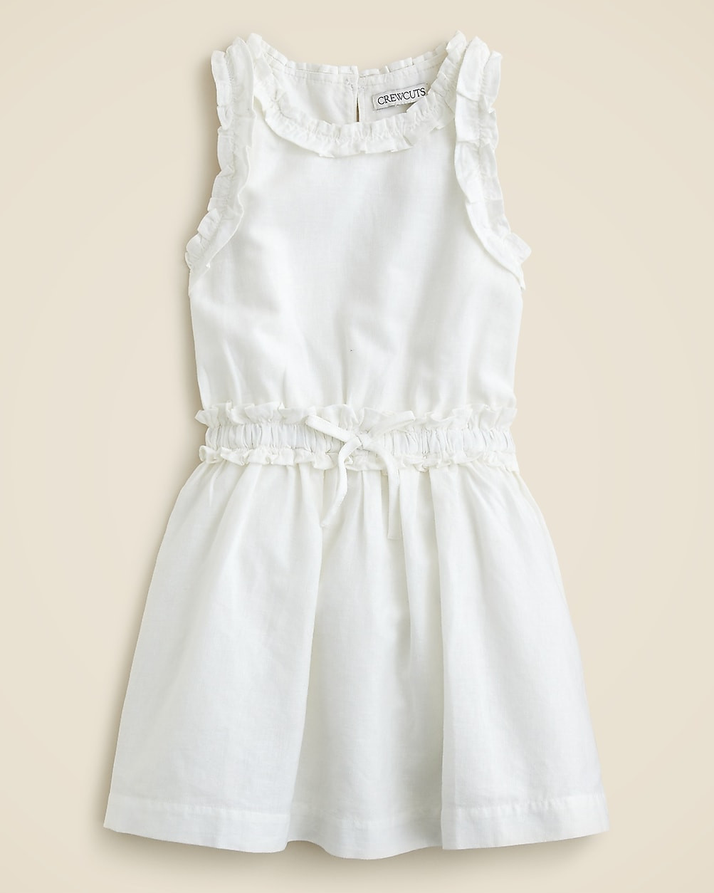 Girls' ruffle-trim dress in linen-cotton blend | J. Crew US