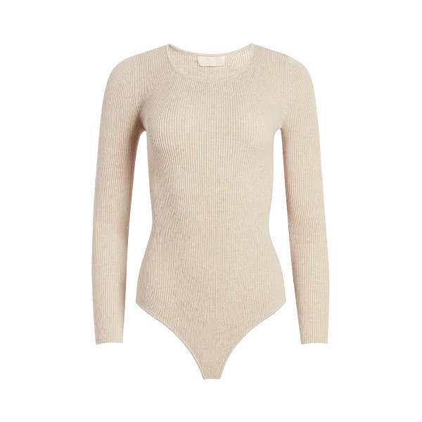 Crewneck Sweater Bodysuit | Heather Oat - nuuds | nuuds