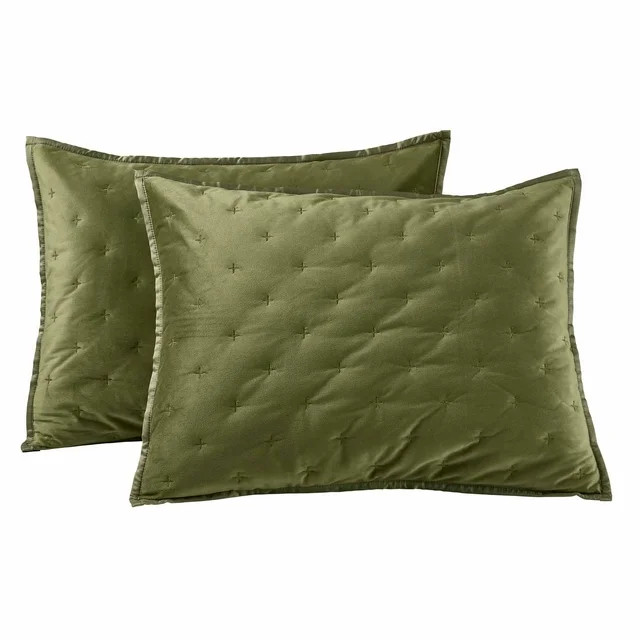 Better Homes & Gardens Embroidered Velvet 2-Pack King Sham, Dark Green, All Ages | Walmart (US)