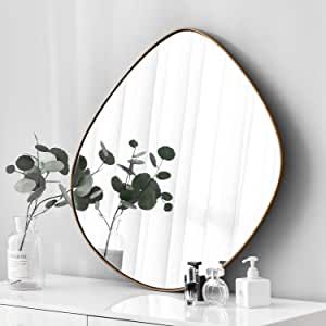 BIKARSOUL Irregular Wall Mirror Brass Framed Wall Mirror for Living Room Bedroom Bathroom Entrywa... | Amazon (US)