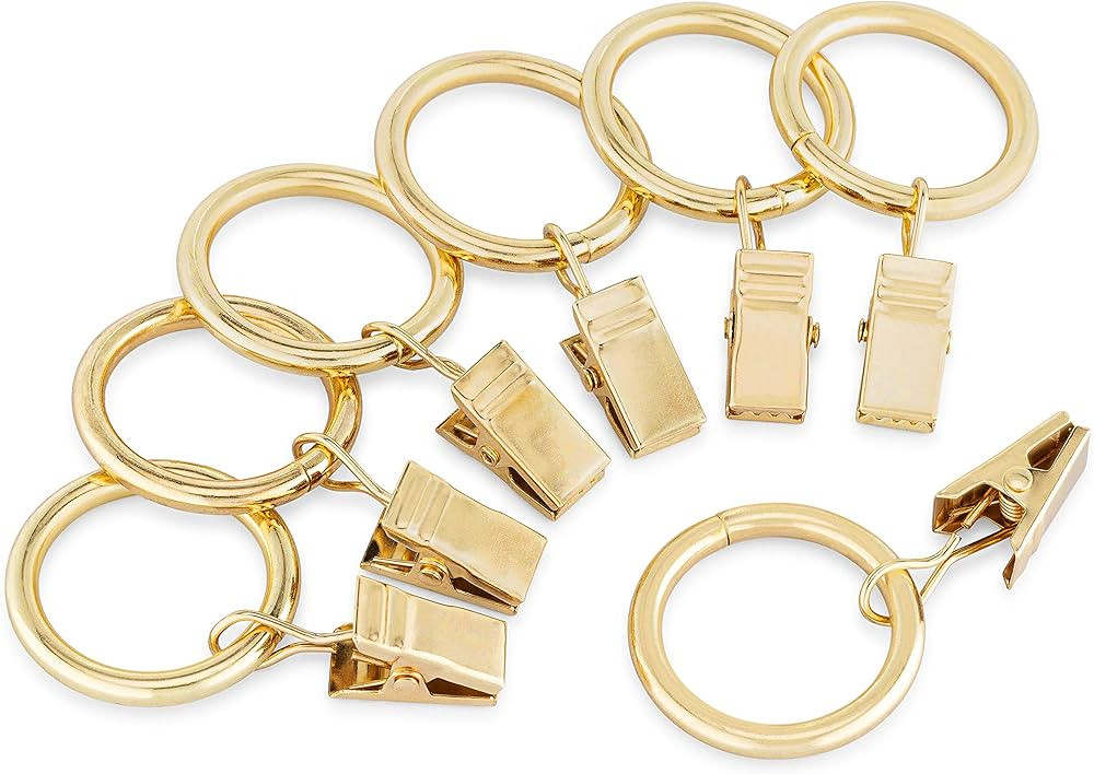 Iron Metal Curtain Clip Rings 1 Inch Interior Diameter, Set of 20 (Gold) | Amazon (US)