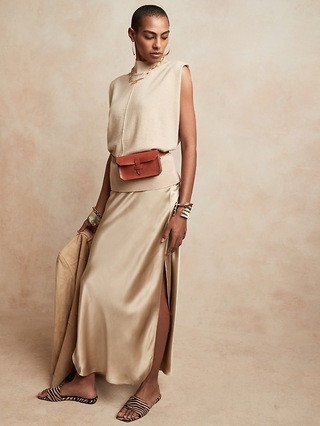 Petite Bias-Cut Silk Maxi Skirt | Banana Republic (US)