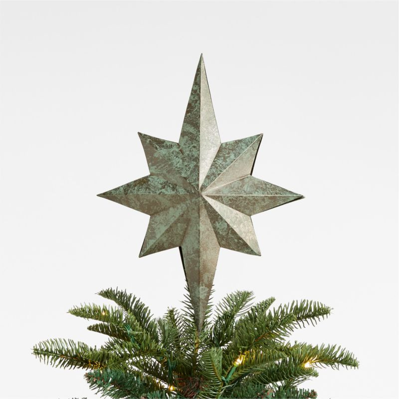 Verdigris Metal Star Christmas Tree Topper | Crate & Barrel | Crate & Barrel