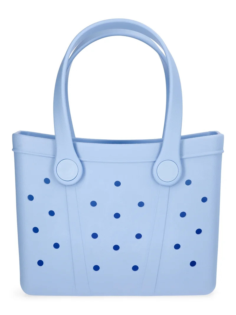 Time and Tru Women's Lightweight Mini Beach Tote Bag, Light Blue | Walmart (US)