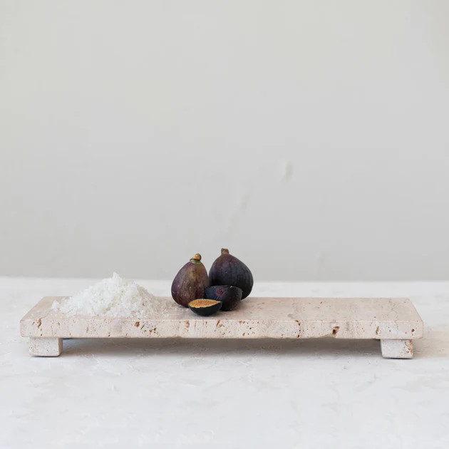 Cojio Footed Travertine Tray | Pepper + Vetiver