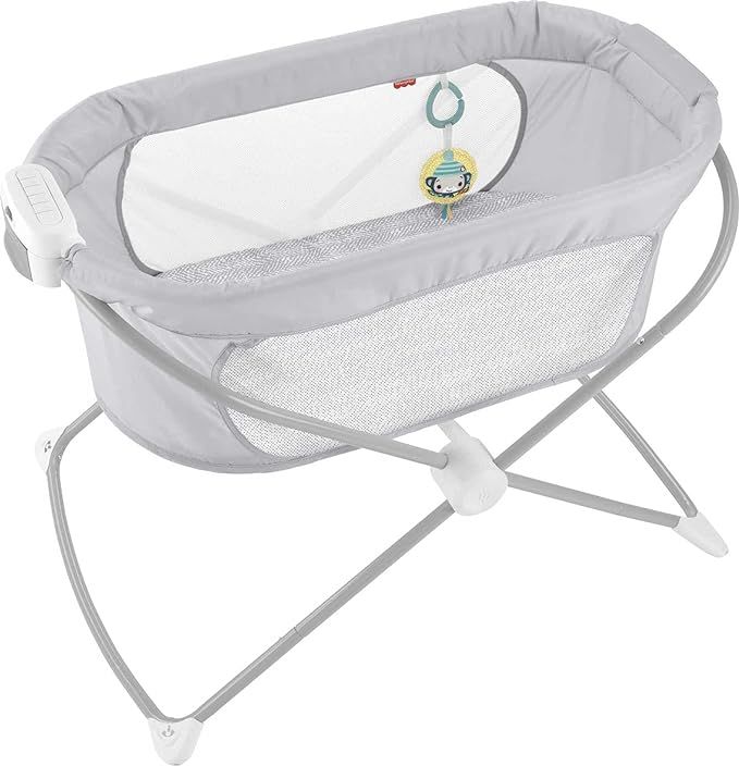 Fisher-Price Soothing View Vibe Bassinet – Hearthstone, folding portable bedside baby crib with... | Amazon (US)