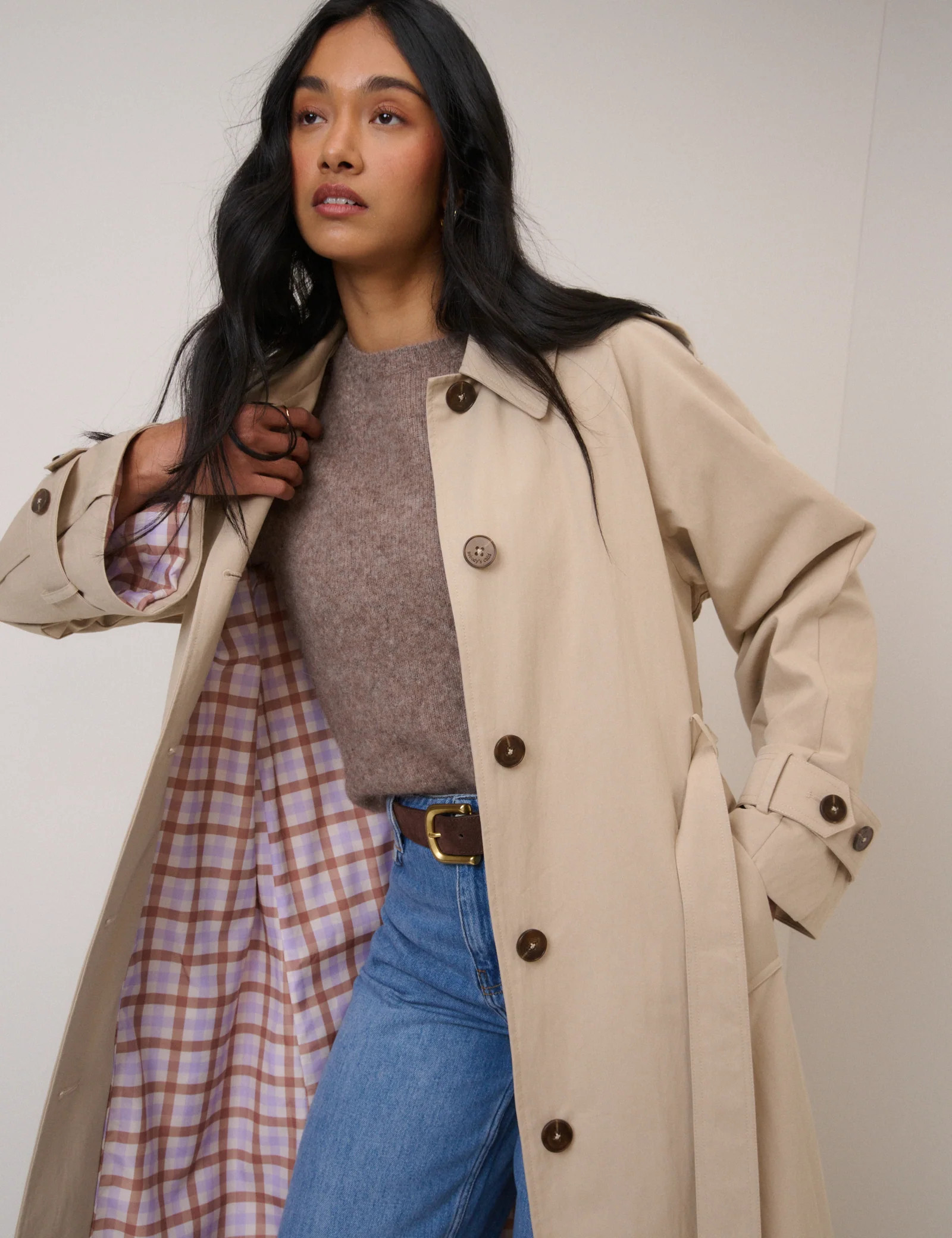 Beige Tie Waist Trench Coat | Nobody's Child