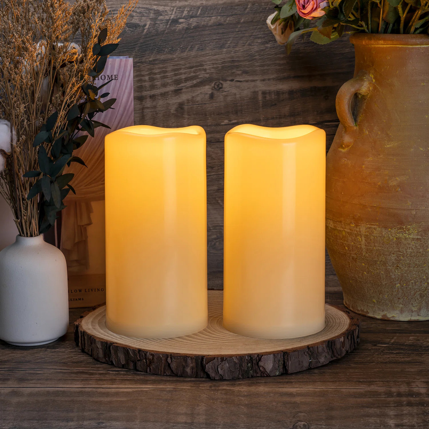 2 Piecer Waterproof Outdoor Flameless Pillar Candles With Remote And Timers (Warm Yellow Light) (... | Wayfair North America
