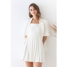 Glossy Pleated Hem Cami Dress in White | Chicwish