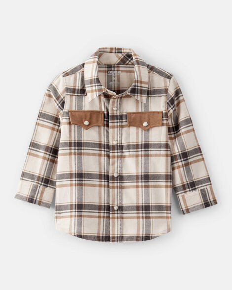 Baby Boy Western Plaid Cotton Long-Sleeve Button-Down | Carter's Inc