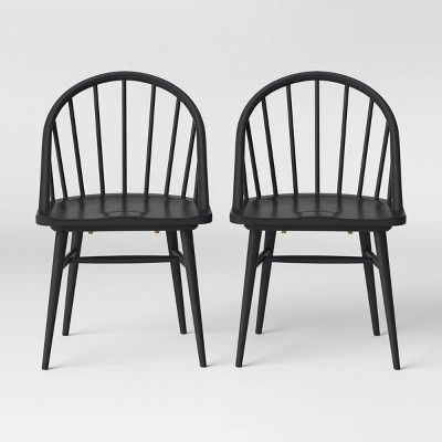 2pk Adwolf Rounded Spindle Dining Chairs Black - Threshold&#8482; | Target