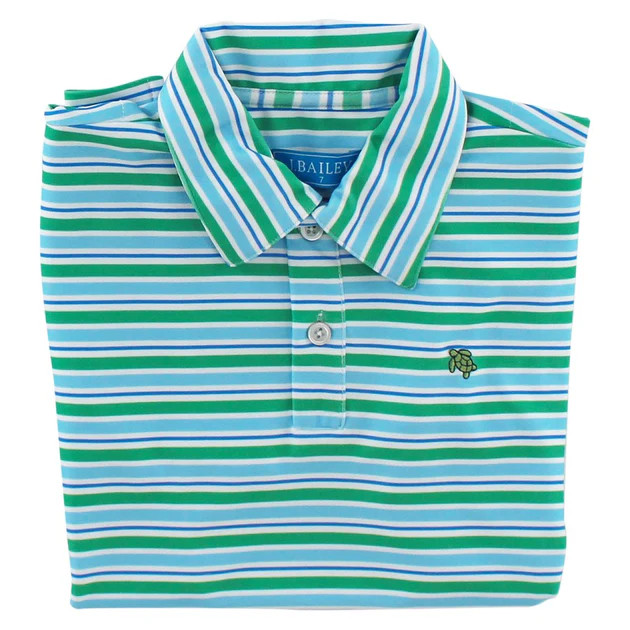 Henry Performance S/S Stripe Polo- Meadow | The Bailey Boys