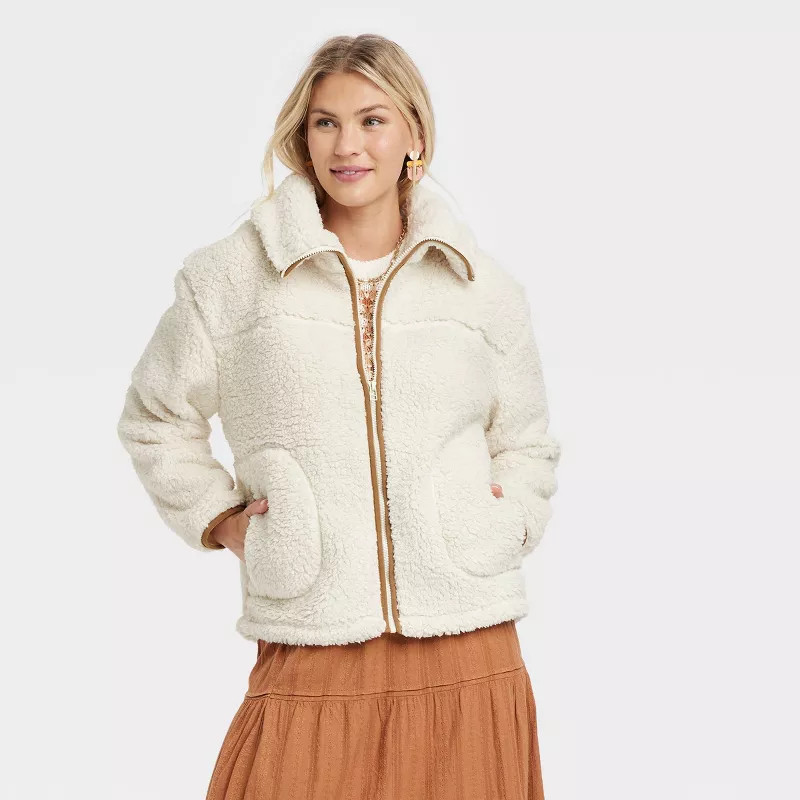 Women's Sherpa Anorak Jacket - Universal Thread™ White M | Target