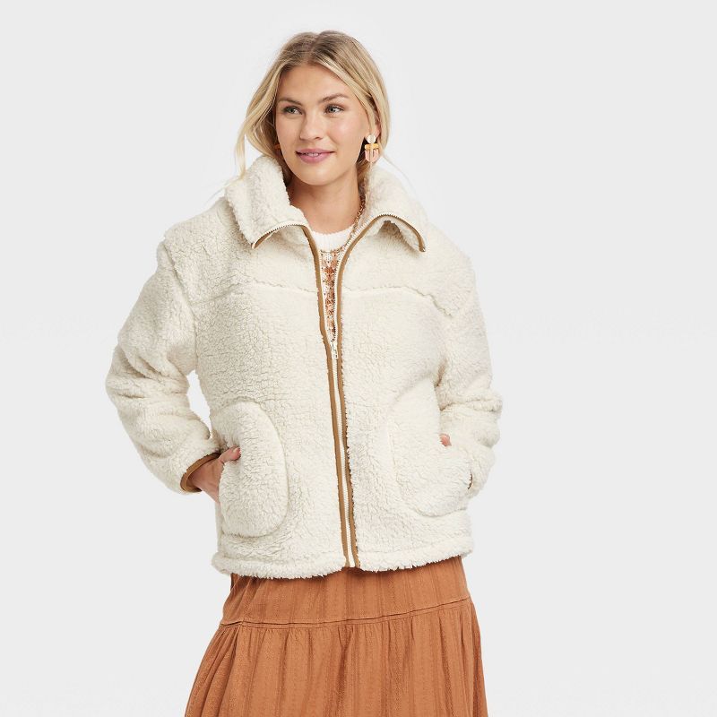 Women&#39;s Sherpa Anorak Jacket - Universal Thread&#8482; White XS | Target