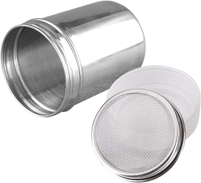 Powder Sugar Shaker with Lid - Stainless Steel Fine Mesh Shaker Cinnamon Icing Sugar Powder Cocoa... | Amazon (US)