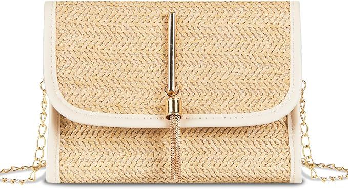 CHARMORE Crossbody Bag for Women Small Straw Beach Shoulder Bag Stylish Woven Bags Travel Handbag... | Amazon (US)