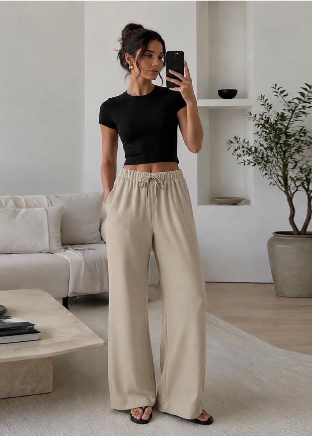 Aritzia dupe crepe pull on pants. under $50 Amazon find! They are so good and feel just like the Aritzia ones