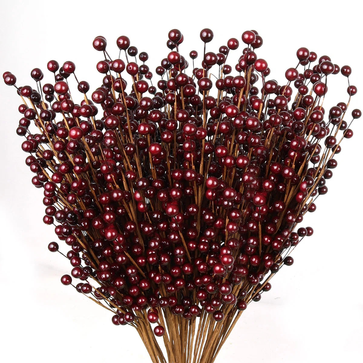 Artificial Flowers Set Of 24: Burgundy Holly Berry Stems With 35 Lifelike Berries 17-inch (Set of... | Wayfair North America