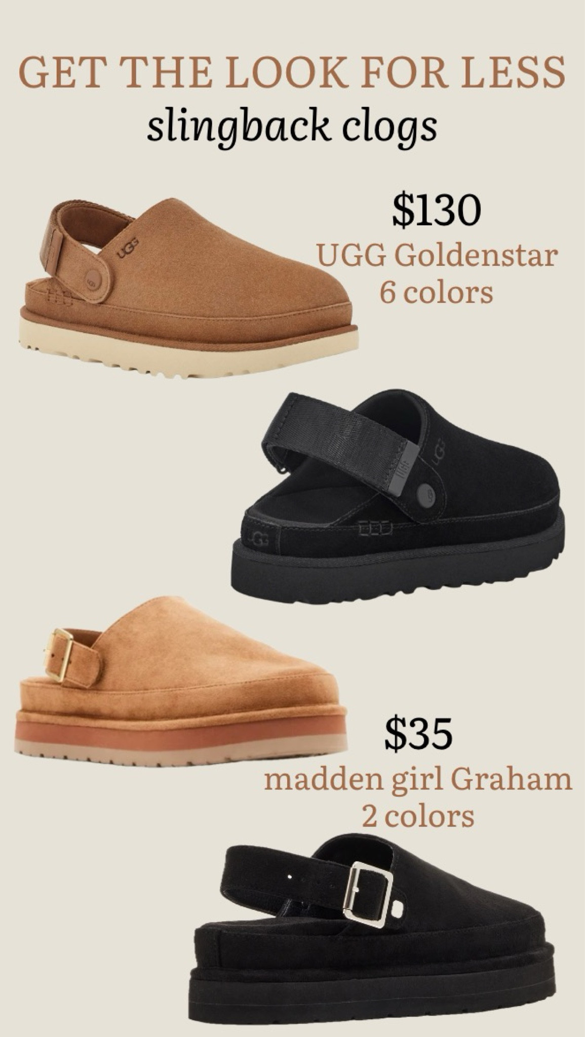 Get the Look for less! These slingback clogs are trending right now, and I found a great version on sale for only $35 at Kohls!
………
ugg goldenstar clogs best slingback clogs black clogs madden girl clogs uggs dupes madden girl clogs dupes suede clogs new clogs fall shoes fall trends back to school shoes potato shoes college essentials college must haves back to school outfit clogs with strap uggs goldenstar uggs clogs uggs potoato shoes kohls finds kohls shoes Walmart finds walmart shoes Steve Madden clogs black clogs brown clogs new uggs ugg new arrivals Birkenstocks dupes

#LTKxNSale #LTKShoeCrush #LTKBacktoSchool