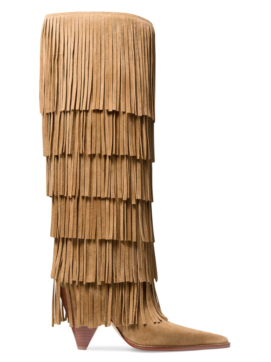MICHAEL Michael Kors Jayla 90MM Fringed Suede Boots | Saks Fifth Avenue | Saks Fifth Avenue