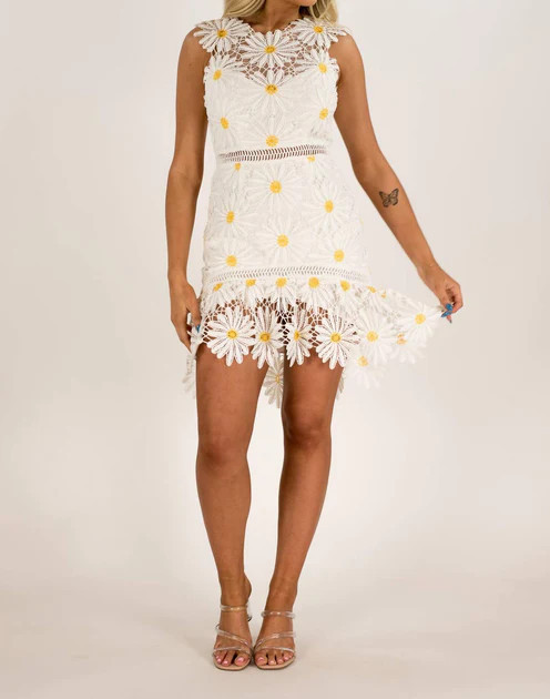 Cori Daisy Mini Dress In White | Shop Simon