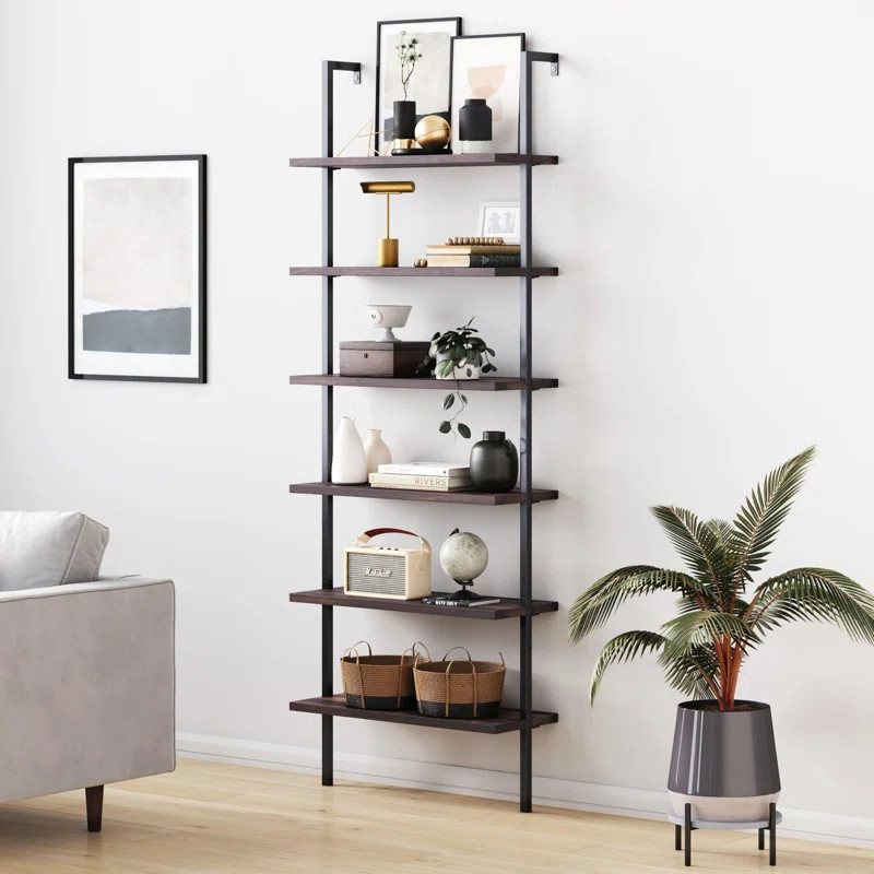 Kanissa 85'' H x 30'' W Steel Ladder Bookcase | Wayfair North America