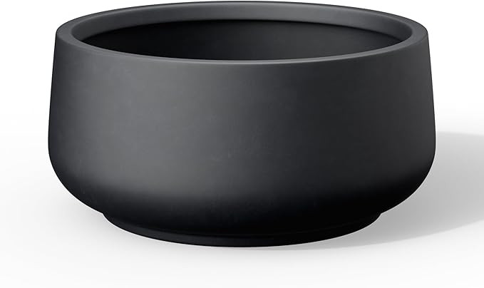 Kante 13.4" Dia Round Curvy Concrete Planter, Large Plant Pots with Drainage Hole and Rubber Plug... | Amazon (US)