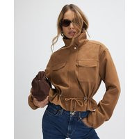 River Island Womens Beige Funnel Neck Drawstring Jacket | River Island UK & IE