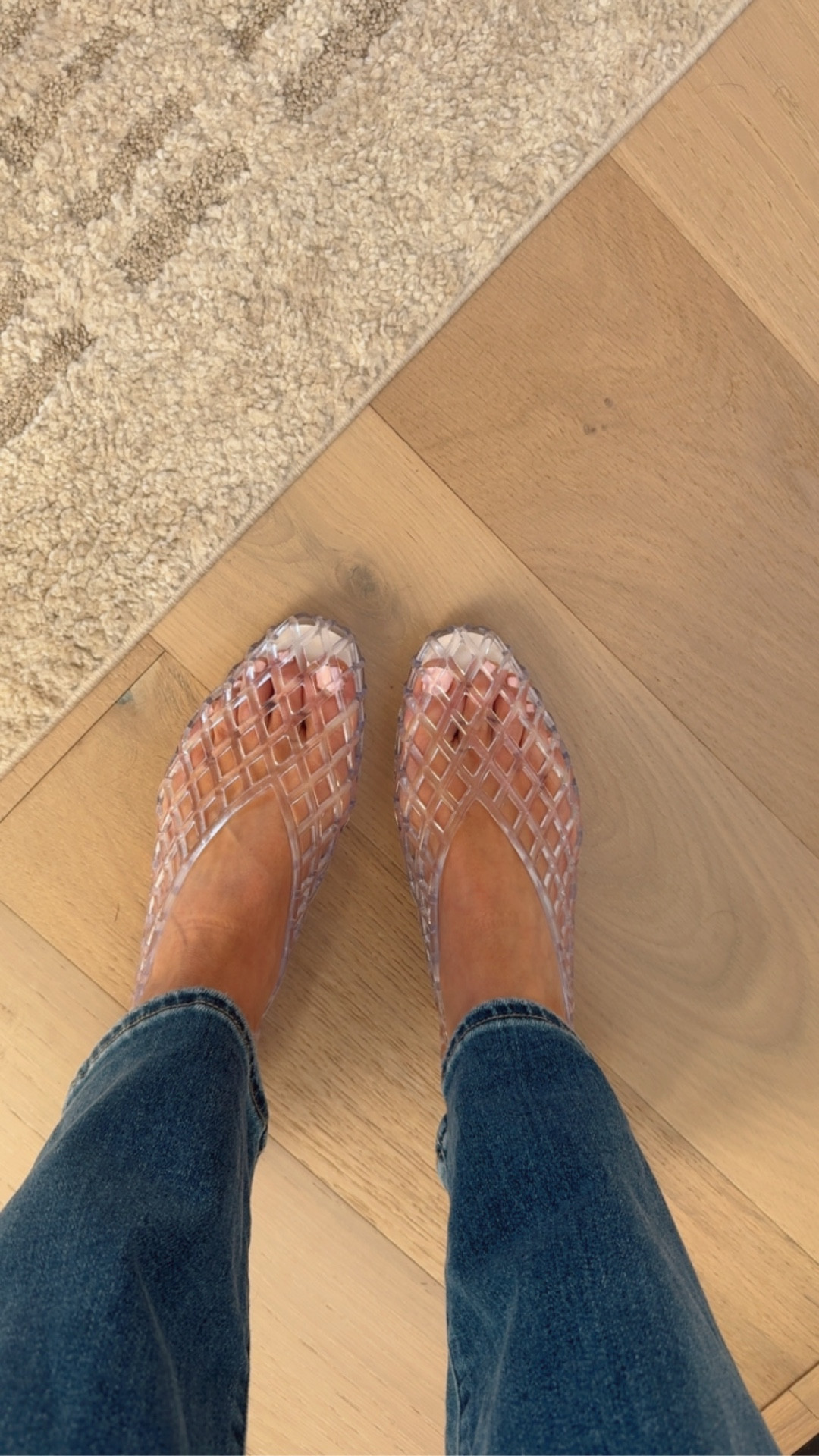 Jelly shoe talk 
Spring flats 
OOTD 
I’m a 9-9 1/2 and the 9 fits great as they do form to your foot as you wear them. 

#LTKootd #LTKmomlife #LTKSeasonal