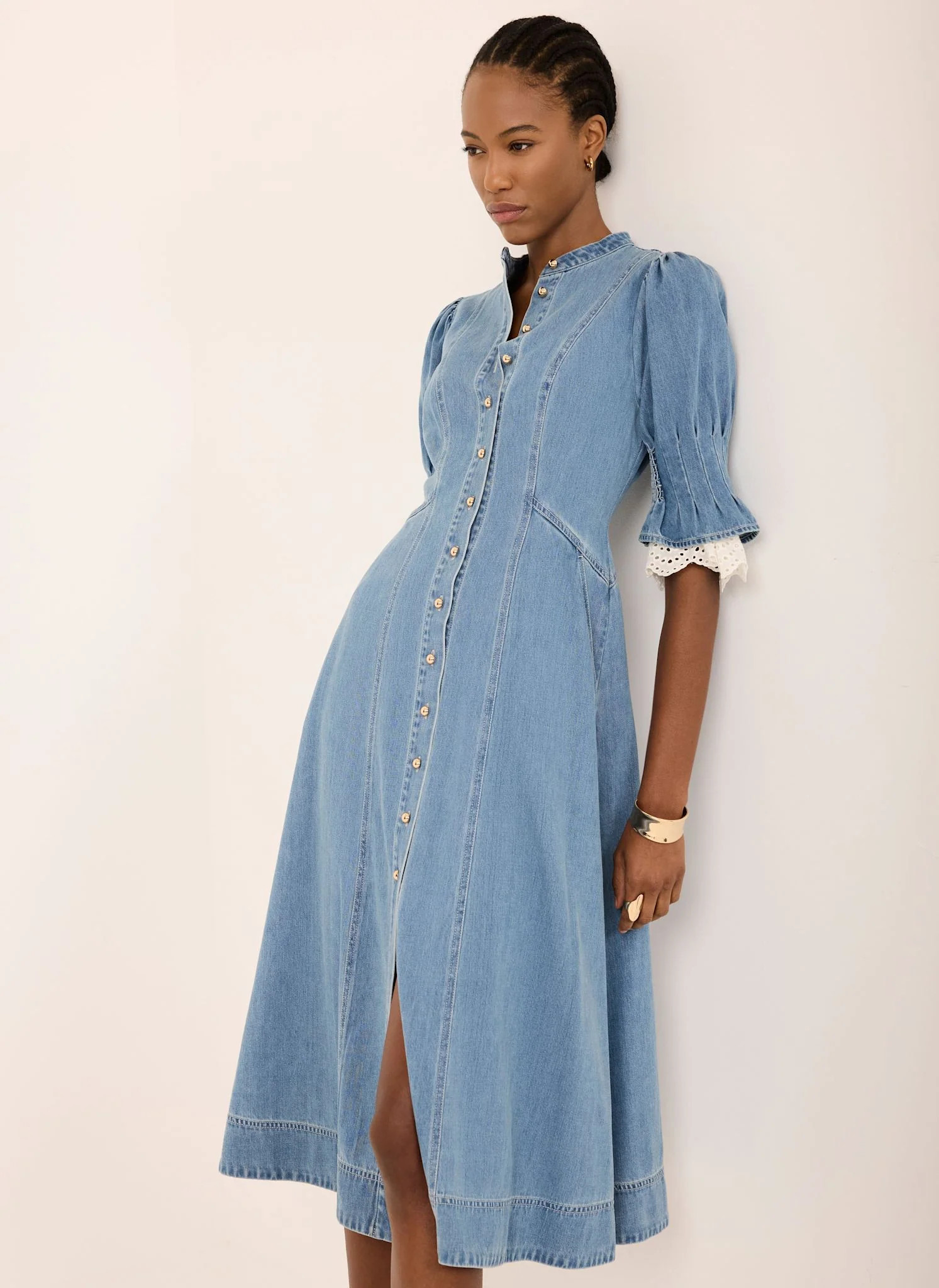 Mid Indigo Denim Midi Dress | Mint Velvet
