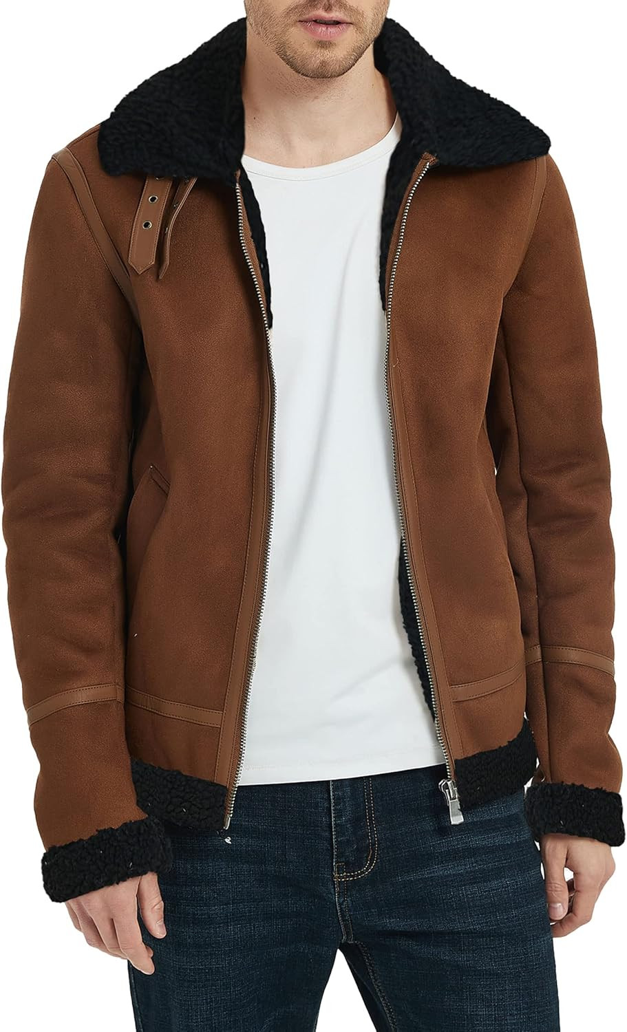 Bellivera Mens Faux Fur Suede Leather Plus Size Coat, Spring and Winter Fashion Thicken Warm Outw... | Amazon (US)