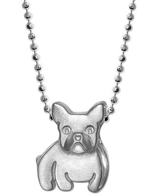 Diamond Accent French Bulldog 16" Pendant Necklace in Sterling Silver | Macys (US)