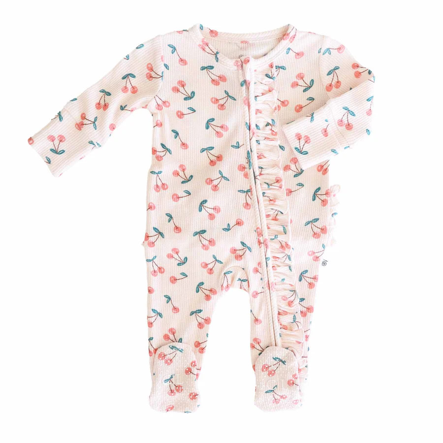Fruit Bamboo Waffle Zipper Footies | Caden Lane