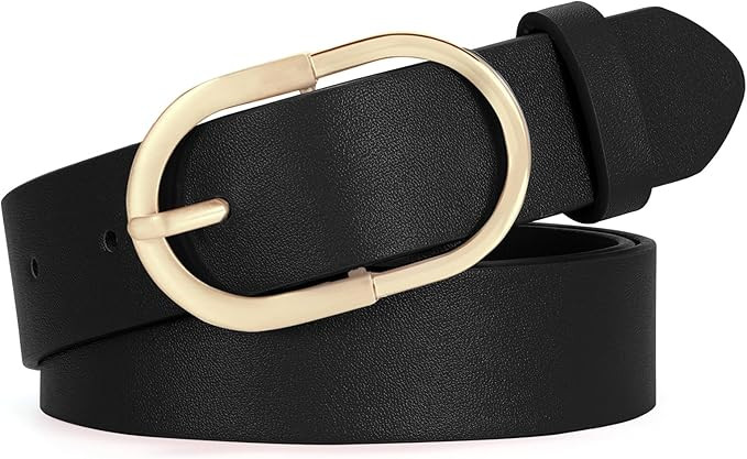 SANSTHS Women Faux Leather Chic Belts for Jeans Pants Dresses, Fashion Ladies Belt Solid Color wi... | Amazon (US)