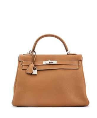 Pre-Owned Hermes Kelly 32 Handbag Brown Togo with Palladium Hardware - Macy's | Macy's