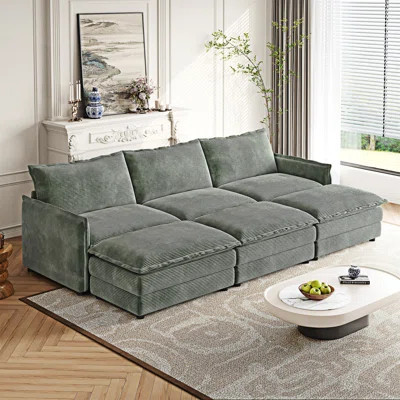 Upholstered Sofa Couch With Ottomans | Wayfair North America