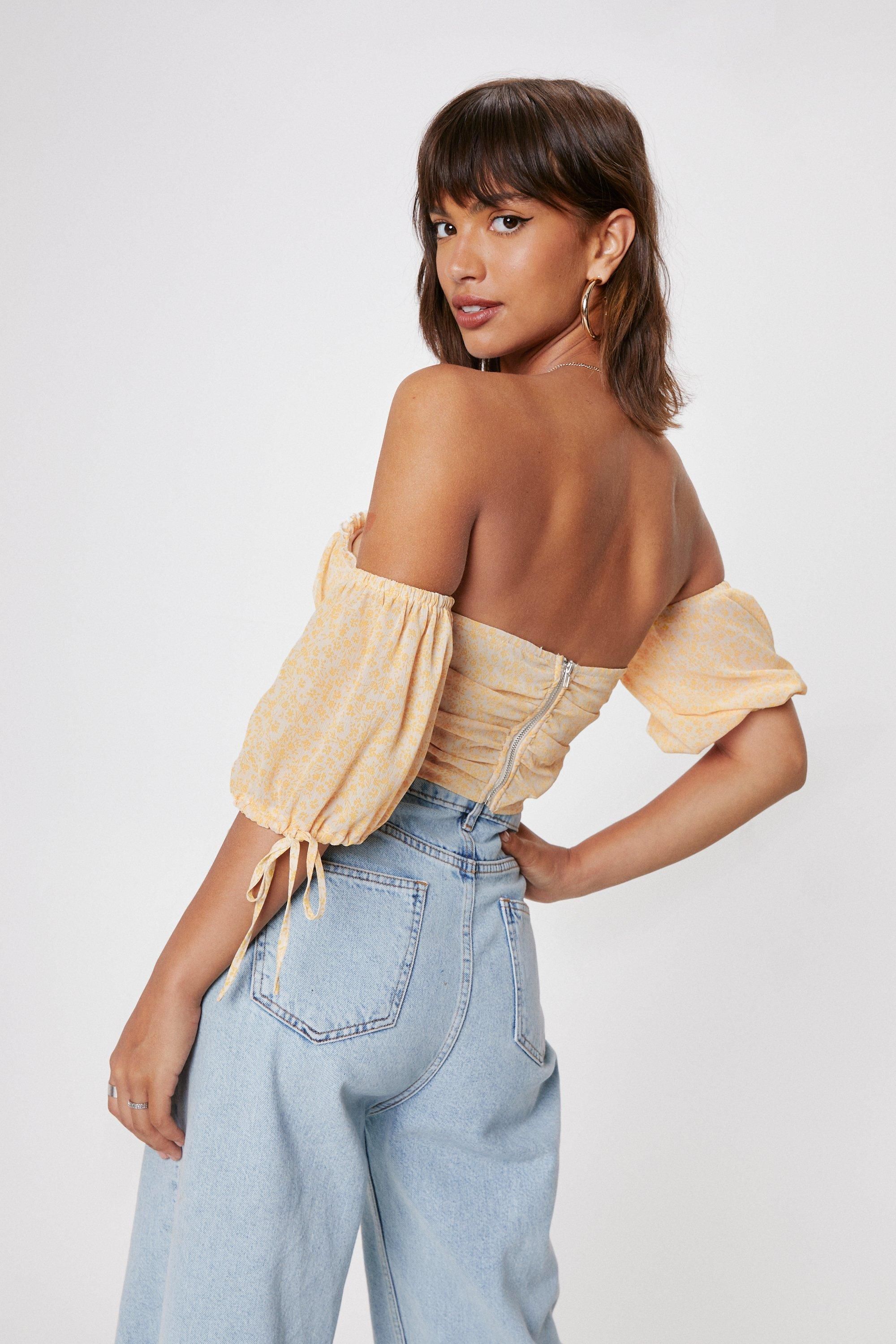 Floral Off the Shoulder Cupped Blouse | Nasty Gal (US)